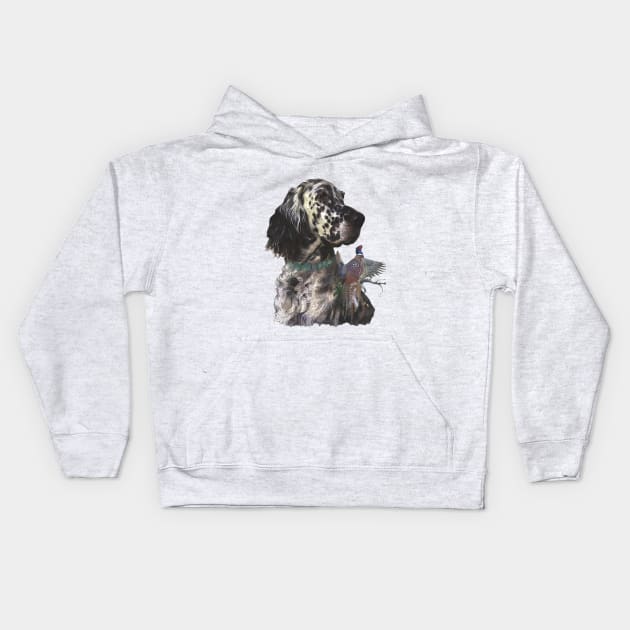 English Setter With Pheasants,  Art Kids Hoodie by German Wirehaired Pointer 